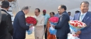 Deputy Chief Minister Mohammed Mahmood Ali presenting a bouquet to spiritual leader Aga Khan at Begumpet Airport 2018-02-26